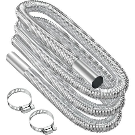 Tuyau d'échappement flexible 300 cm en acier inoxydable 304 – Diamètre 25 mm – Avec 2 colliers pour chauffage diesel et générateurs (1/5)