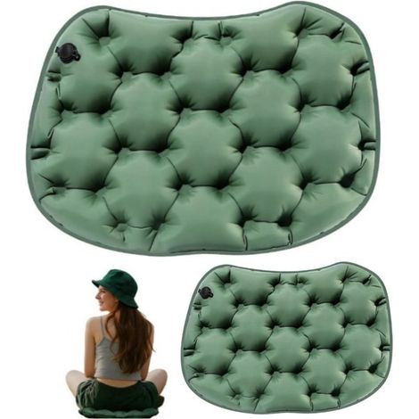 Lot de 2 coussins de siège gonflables - Légers et imperméables - Coussins de siège d'avion - Tapis de sol portable pour l'extérieur - 36 x 28 x 5 cm - Idéaux pour les voyages, le camping et la randonn (1/5)