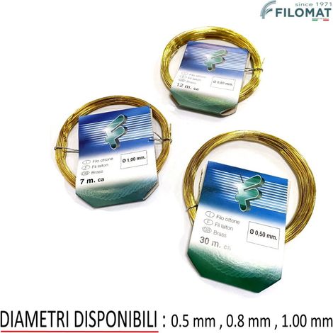 FILO OTTONE COTTO IN BOBINA  DIAMETRO 0.5 mm - LUNGHEZZA 30 METRI