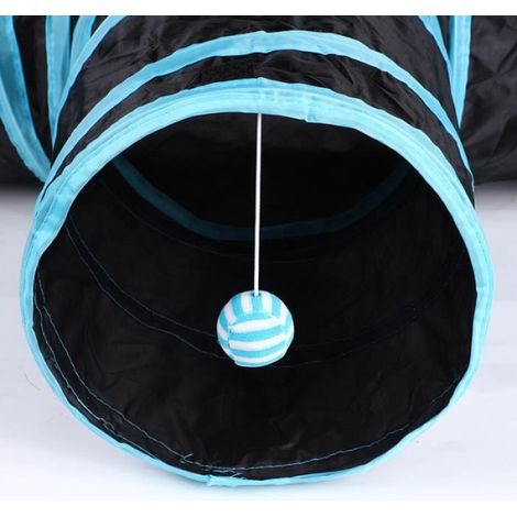 Tunnel Chat Jeu Chat, Jouet Pour Chat Tuyau Pliable à 3 Voies, adapté aux chats, chiots, lapins,1pcs(bleu) (1/4)