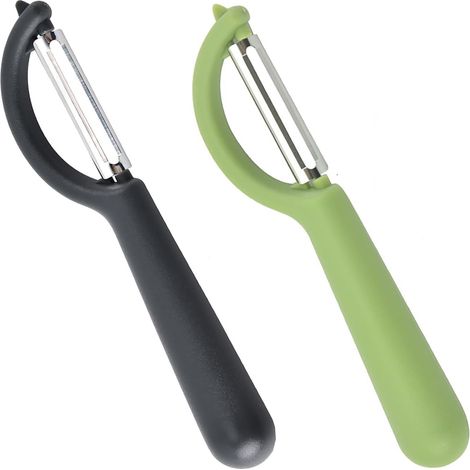 APEX Éplucheur Universel (2 Pcs) en Acier Inoxydable, Couteau Cuisine avec Lame Tranchante pour Légumes Fruits, Vert+Noir (1/5)