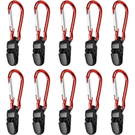 pinces de serrage pour auvent bache clips tente cintres camping serrer la pince avec mousqueton en plein 10pcs (1/5)