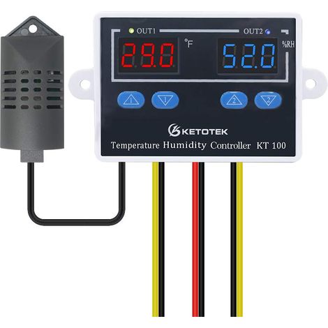 Contrôleur de Température et Humidité Numérique Thermostat 220V avec sonde, Regulateur de Temperature Humidite Chauffage Refroidissement Humidistat Incubateur (1/5)