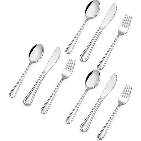 Ensemble de couverts pour enfant, en acier inoxydable poli cuillère à fourchette, couteau, non toxique et sain, passe au lave-vaisselle (1/5)