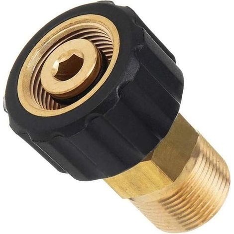 Raccord de Nettoyeur Haute Pression, M22 x 15 mm Filetage Femelle à M22 x 14 mm Filetage Mâle Raccord Rapide Nettoyeur Haute Pression Adaptateur Pièces (1/4)