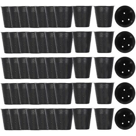 500pcs pot de pépinière en plastique contenant de propagation de plantes 8cmx8cm (Color : B) (1/5)