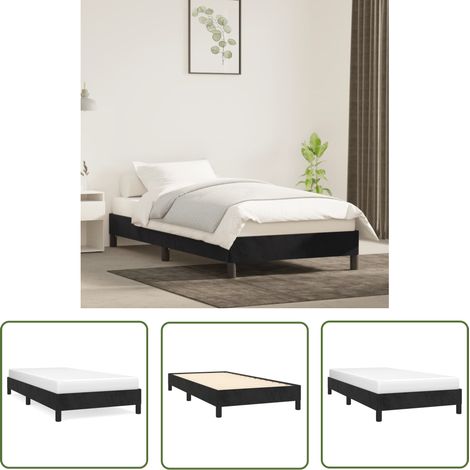 The Living Store Cadre de lit sans matelas noir 100x200 cm velours - Cadre De Lit - Lit Double - Lit Velours - Lit Noir - Meuble Chambre À Coucher (1/5)