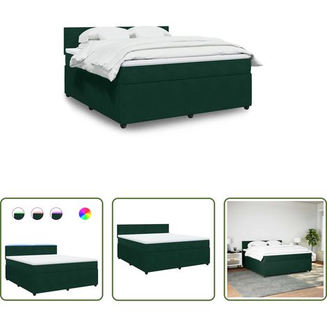 vidaXL Surmatelas -  Sommier à lattes de lit et matelas Vert foncé 180x200cm Velours (1/5)
