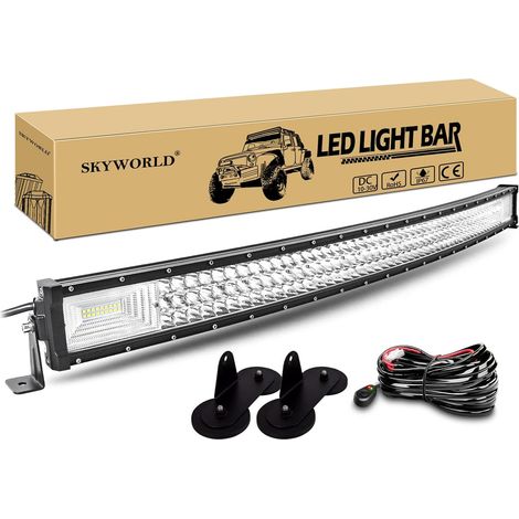 107cm 540W Bar Led Incurvée avec Aimantée Support, 12V Câblage Kit 42 Pouces Triple rangée Etanche Barre Lumineuse Led, Magnetique Support pour Offroad Véhicules Voiture Camion SUV Quad 4x4 (1/5)