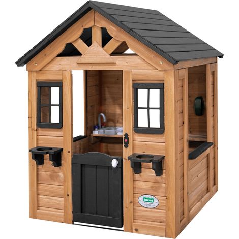 Cabane de jardin pour enfant en bois de cèdre – Résistante aux intempéries – Accessoires inclus : évier, cuisinière, fenêtre pour boissons – Backyard Discovery