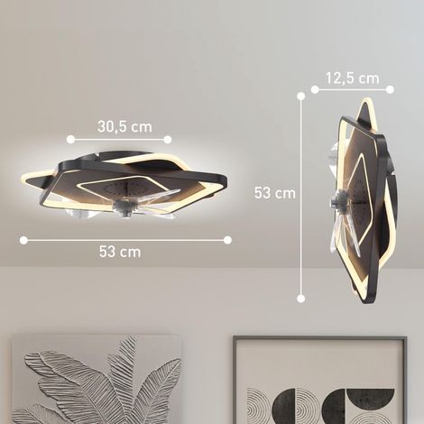 Ventilateur de plafond avec éclairage et télécommande, ventilateur de plafond LED à 6 vitesses et 3 températures de couleur (1/5)