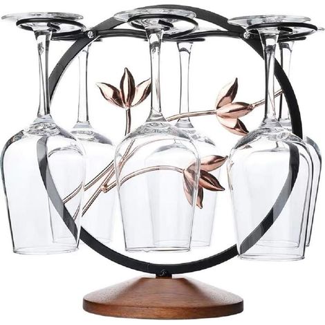 Escurridor metálico independiente para copas de vino, decoración de barra de cocina, soporte de exhibición multifuncional, estante de almacenamiento de mesa. (1/4)