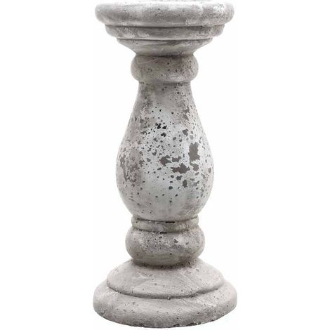 Large Candle Holder - Ceramic - L18 x W18 x H38 cm - Stone