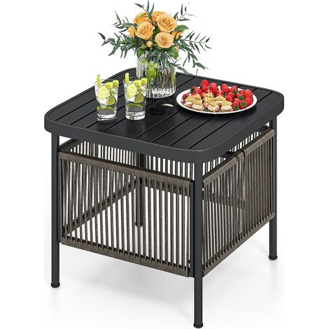 Beistelltisch für den Außenbereich, wetterfestes Rattan, 56 x 56 x 49 cm