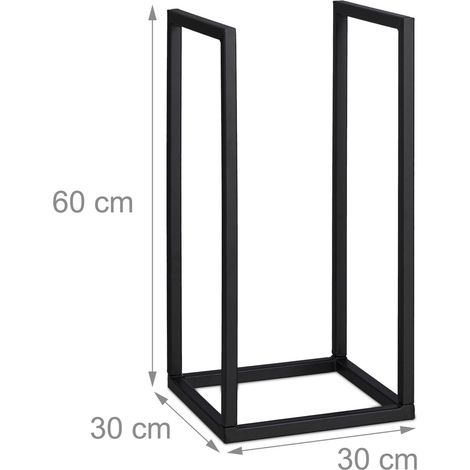 Portalegna stretto in metallo moderno 120 x 30 x 30 cm per legna da ardere design elegante in ferro nero 130014438