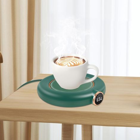 Calentador de tazas USB, 130 x 117 x 23 mm, funcionamiento silencioso, 3 modos para tazas de café, biberones y velas (verde) (1/5)