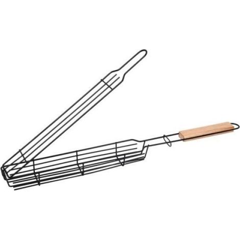 Barbecue - - Grill Rack - Poignée Longue en Bois - Paniers Antiadhésifs - Camping (1/5)
