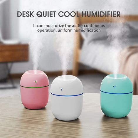 Humidificateur à brume de 220 ml avec veilleuse, portable, silencieux, à brancher sur USB, arrêt automatique en cas de manque d'eau, idéal pour la maison, les voyages, le bureau et la chambre. (1/5)