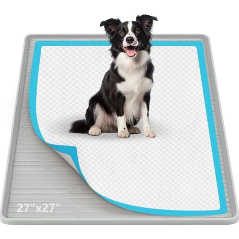 Tapis de récupération d'urine pour chien, 68,5 x 68,5 cm, en silicone, bord haut, anti-fuite, pas de déversement, tapis d'entraînement pour protéger le sol, pas de tapis d'urine (1/5)