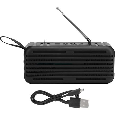Enceinte Bluetooth sans Fil avec Antenne, LED Solaire et Mini Boîte Haut-parleur pour Téléphone Portable Noir (1/5)