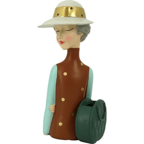 Donna resina marrone con borsa portavaso cm17x13h36 (1/3)