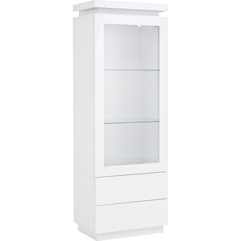 Vetrina alta bianca 60 x 40 x 171 cm con 2 cassetti LED e porte in acrilico (1/5)