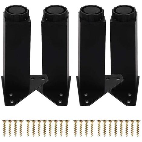 FENOPLASTICA4PCS Pieds de MeublesReglable,Pieds de Meuble 20cm,Pied Canapé Metal,Pieds de Table Pieds de Meubles Pied de Table Basse pour Meubles TV Armoires Postes (20cm/7.87'', Black) (1/5)