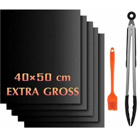 royaluxe - Tapis de Cuisson Barbecue, Tapis Barbecue Set, Non Stick Four en Téflon Tapis de Cuisson, Réutilisable, Nettoyage Facile et Anti-adhérent, Peut être coupé 5 pcs, 40 50 cm, (1/5)