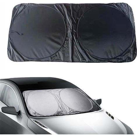 Parasol Pare-Brise - Tissu Argenté 210T - Protection UV et Thermique - Ajustable Jusqu'à 157 x 89 cm - Pour Voiture Familiale - 1 Pièce (1/5)