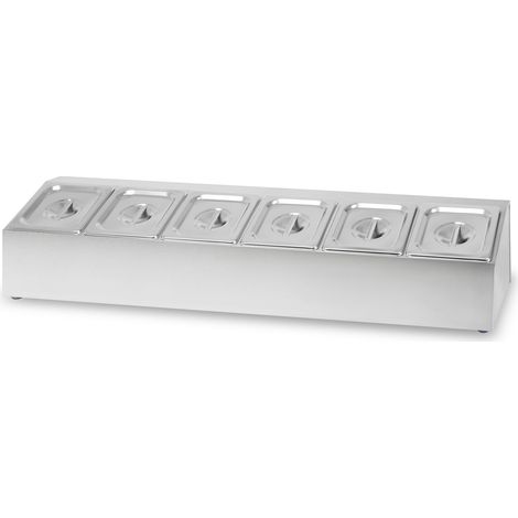 VERTES Zutatenbehälter 6 x 1/6 GN Gastronorm, Edelstahl, 100mm Tief, Hygienisch, Rostfrei, Kratzfest, Temperaturbeständig von -40° bis 300°C, für Bain Marie und Vielseitigen Einsatz in Gastronomie (1/4)