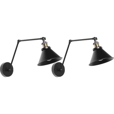 Wandlampe 2er Set NARVA Schwarz Metall verstellbar (1/5)