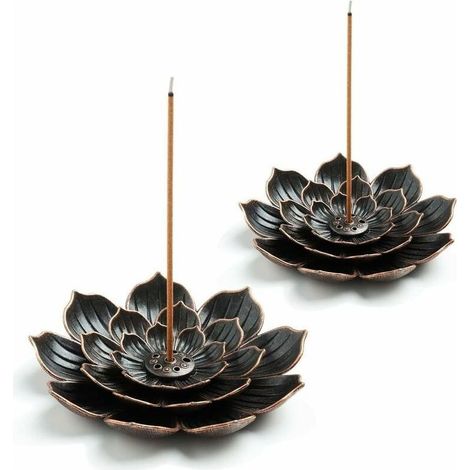 Lot de 2 brûleurs d'encens, support d'encens pour bâtons, support de bâton d'encens Lotus en laiton (1/5)