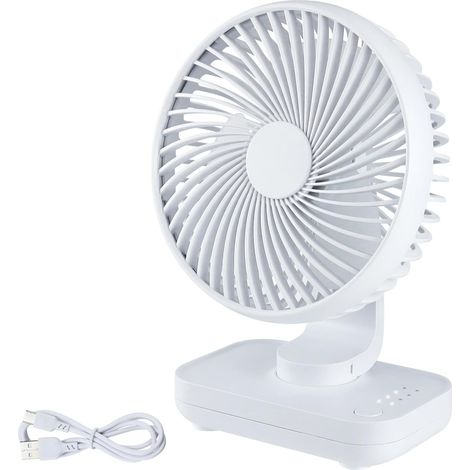 Ventilateur de Bureau USB Silencieux,(Blanc) Mini Ventilateu de Table Portable avec 4 Vitesses,Fan de 5'' Puissant,4000mAh Rechargeable pour Maison,Chambre,Bureau,Extérieur (1/5)