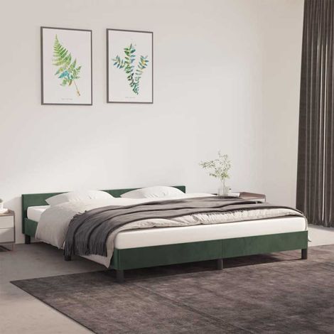 Estructura cama sin colchón terciopelo verde oscuro 160x200 cm vidaXL