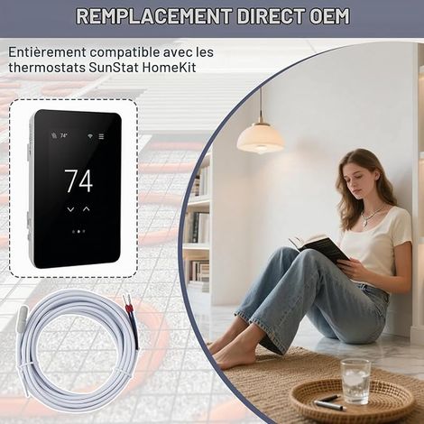 Underfloor Heating Thermostatic Probe,Underfloor Heating Thermostat Accessory,3 Meter Floor Temperature Sensor Cable (1/4)