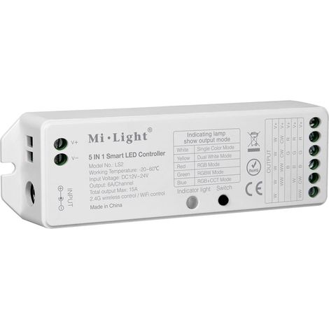 Contrôleur Alexa google home de bande LED smart 5 en 1, contrôler par smartphone, pour RGB, RGBW et RGB + CCT, DC12V / 24V