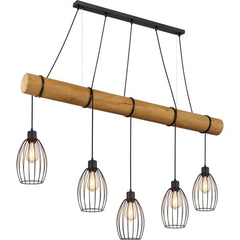 Lampe pendante de campagne Berti Bois à 5 clairs avec noir - 30250546 (1/3)