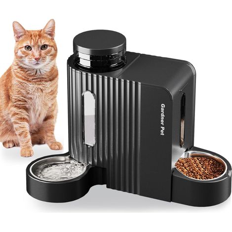 Pet 2-in-1 Automatic Cat Water Food Dispenser 3Lx2 Black (1/5)