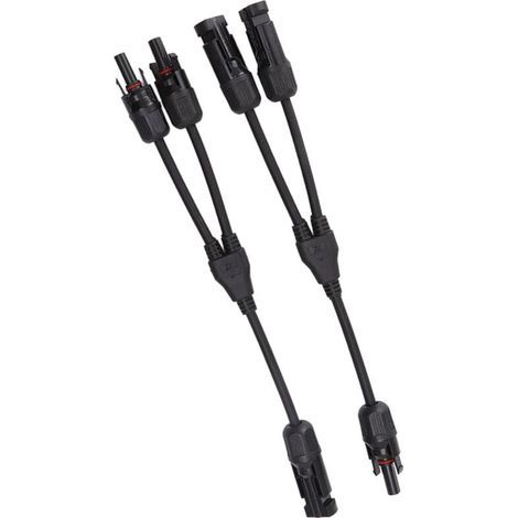 Y-Verteiler für Solaranlagen, 2 Stück 1 zu 2 Solar-PV-Splitter Paralleladapterkabelstecker 1000V DC (Schwarz) (1/4)