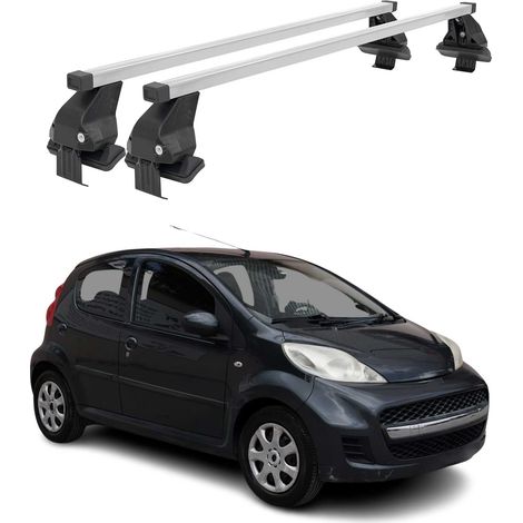 OMAC Dachträger Querträger Stahl für Peugeot 107 2005-2014 – Abschließbar – City-Crash-getestet – DIN 75302:2019 – ISO/PAS 11154:2006 – Max. 50 kg Silber (1/5)