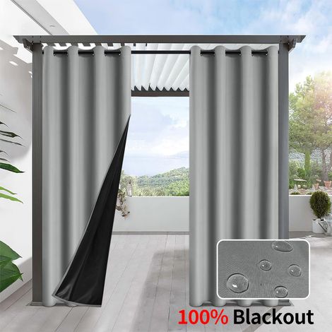 Rideaux de terrasse, en tissu nylon imperméable, rideaux occultants pour une utilisation extérieure sur les balcons,132213cm,Grey, minimaliste