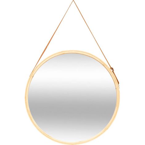 Miroir Mural Rond à Suspendre "Bambou" 50cm Naturel (1/2)