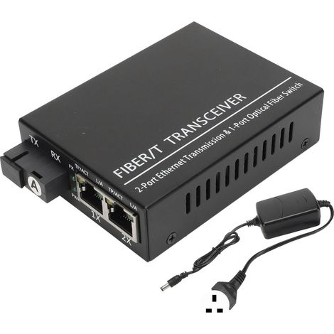 Module émetteur-récepteur fibre optique Tx1310nm/Rx1550nm, fibre unique monomode, port RJ45, transmetteur optique 100-240V avec prise UK. (1/5)