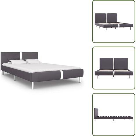 Cadre de lit sans matelas gris similicuir 140x200 cm - Cadre De Lit - Lit Double - Lit Gris - Lit Moderne - Lit Avec Rangement