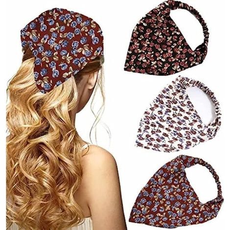 Hairband - Vintage - 3pcs - Elastic - Floral Print - Comfortable (1/4)