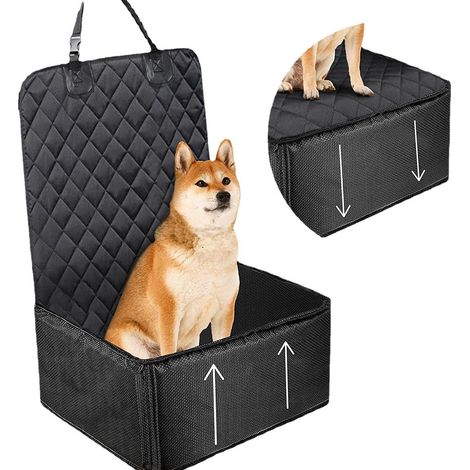 Siège auto 2 en 1 pour chien et rehausseur, imperméable, anti-rayures et antidérapant, noir (1/5)