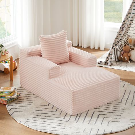 Chaiselongue confortable sans montage en velours côtelé, 117 x 81 x 50 cm, rose, REDOM (1/5)