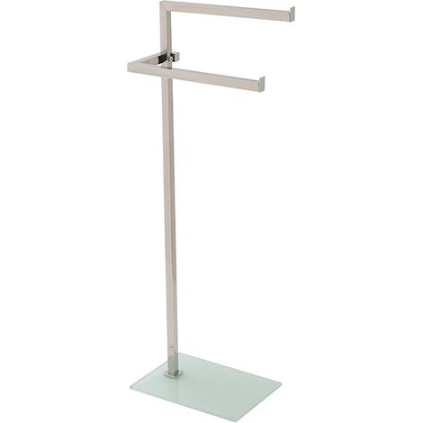 Piantana portasciugamani in acciaio cromato con base in vetro temperato bianca 20x86,5x28 cm Feridras