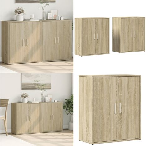 Sideboards 2 Stk. Sonoma-Eiche 60x31x70 cm Holzwerkstoff - Holz Sideboard - Wohnzimmermöbel - Regal - Kommode - Schreibtischbuffet - Home & Living (1/5)