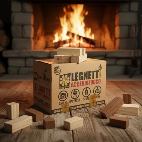 Legnetti Accendifuoco per Barbecue e Camini da 9 kg, naturali, rapida accensione (1/5)